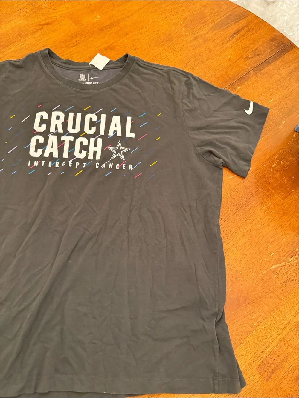 Nike Gray Crucial Catch Graphic Short Sleeve Tee with Multicolor Accents xxl